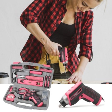 Высококачественные электрические отвертки и набор ручных инструментов розового цвета, 35 шт., 3,6 В