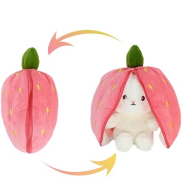 ПЛЮШЕВЫЙ КРОЛИК КЛУБНИКА С БОЛЬШИМИ УШАМИ ОБЪЯВЛЯЕТСЯ 2 В 1 МЯГКИЙ РОЗОВЫЙ ТАЛИСМАН