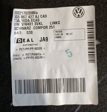 VW PASSAT B8 B8 ЛИФТ ОБИВКА БАГАЖНИКА БОКОВИНЫ