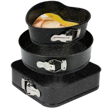 Tortownice z powłoką non-stick 3 szt. zestaw tortownic kształty serce