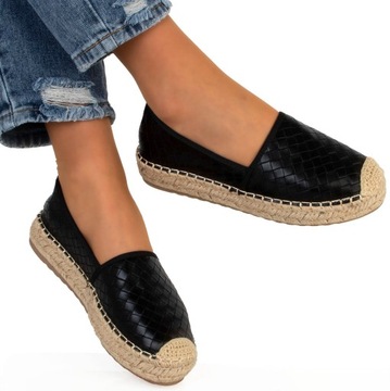 8157 ЧЕРНЫЕ БАЛЕТКИ ЭСПАДРИЛЬИ НА ПЛАТФОРМЕ 39
