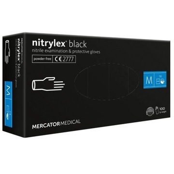 Rękawiczki CZARNE nitrylowe Mercator Nitrylex Black M 100szt.