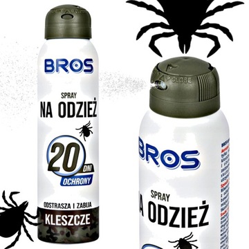 BROS skuteczny spray na odzież odstrasza i zabija KLESZCZE działa 20 dni