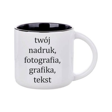 Kubek 400ml z dowolną grafiką, czarne wnętrze