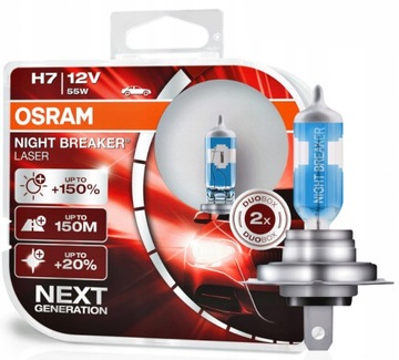 Żarówki OSRAM H7 12V 55W PX26d Night Breaker Laser +150% KOMPLET ŻARÓWEK