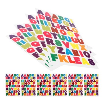 DEKORACYJNA NAKLEJKA Z LITERAMI KOLOROWE ETYKIETY NAKLEJKI PREZENT SAMOPRZYLEPNE MAŁE