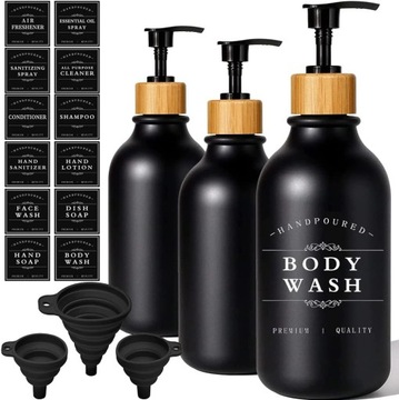 Ręczne dozownik do mydła stojący HBSTK 500 ml czarny - 3 sztuki
