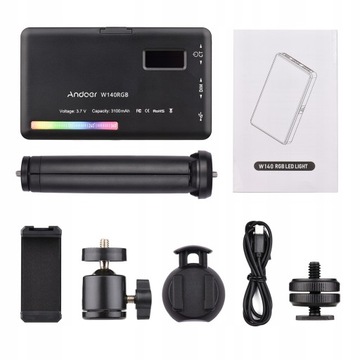 ZESTAW LAMPA RGB LED VIDEO FOTOGRAFICZNA