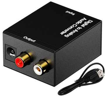 KONWERTER OPTYCZNY TOSLINK COAXIAL NA 2x CHINCH RCA CYFROWY NA ANALOGOWY