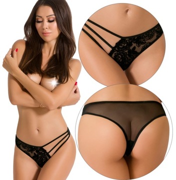 SEKSOWNE majtki Damskie erotyczne CUDOWNA Koronka+sexy Paski 40/42 Prezent
