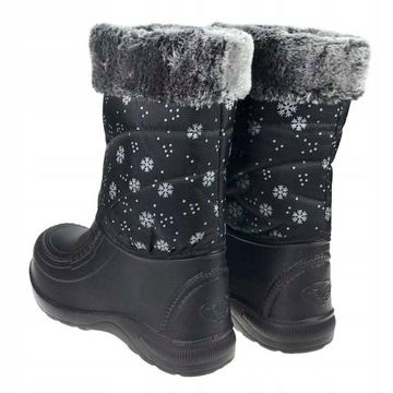 Kalosze damskie buty piankowe ocieplane zimowe Snow Czarne 38