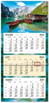 Kalendarz ścienny TRÓJDZIELNY 2024