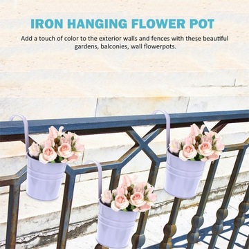 ЖЕЛЕЗНЫЕ ПОДВЕСНЫЕ ЦВЕТОЧНЫЕ ЦВЕТКИ, БАЛКОННЫЕ ДЕКОРАТИВНЫЕ ВЕДРА ДЛЯ ЦВЕТОВ 4 ШТ.