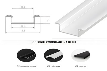 Profil led wpuszczany szeroki 3cm biały
