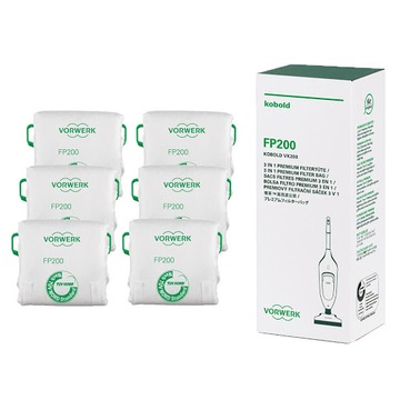ORYGINALNE WORKI VORWERK KOBOLD FP200 VK200 FILTRY VK 200 WOREK 6 SZTUK