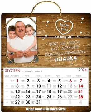 Kalendarz na dzień babci i dziadka drewniany