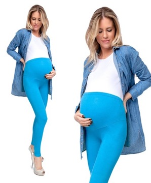LEGGINSY CIĄŻOWE bawełniane getry z panelem ciążowym XXL/44
