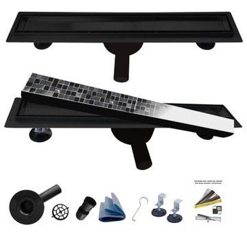 X-HOME ODPŁYW LINIOWY 70 CZARNY 2w1 OBROTOWY SYFO