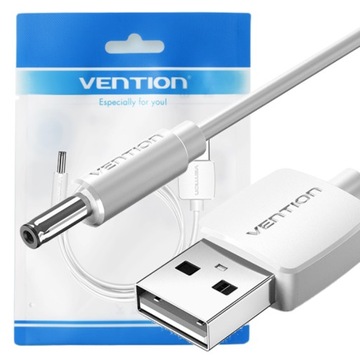 VENTION SOLIDNY WYTRZYMAŁY KABEL PRZEWÓD ZASILAJĄCY USB DO DC 5,5MM 1,5M