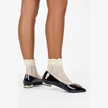 БАЛЕТНИ ЖЕНСКИЕ С ДЕКОРАТИВОМ НА НИЗКОМ ДЕКОРАТИВНОМ КАБЛУКЕ, КОЖАНАЯ Стелька размер 37