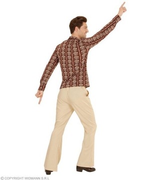 МУЖСКАЯ РУБАШКА ДИСКО, КОРИЧНЕВАЯ, 70-Е, xxl