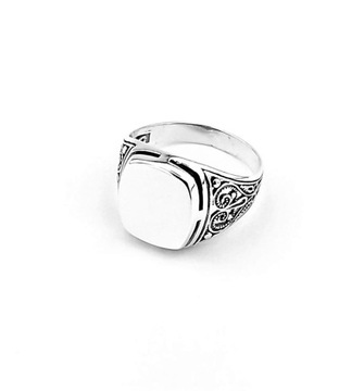 Unikatowy Srebrny sygnet pierścień pr925 męski ze wzorem R28