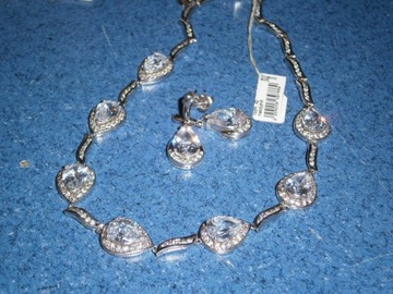 ОЖЕРЕЛЬЕ APART С СЕРЕБРЯНЫМ ПОКРЫТИЕМ РОДОЗОМ С СЕРЬГАМИ С ЦИРКОНИЯМИ