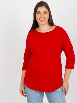 RELEVANCE CZERWONA BLUZKA PLUS SIZE BASIC Z OKRĄGŁYM DEKOLT (UNI) CZERWONY