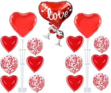dekoracje Balony na Walentynki + 2 stojaki