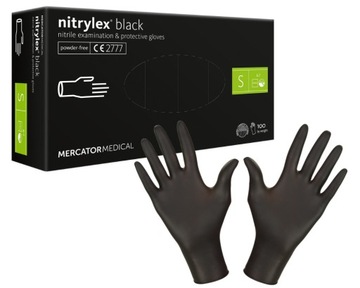 Rękawiczki Nitrylex Black S Czarne rękawice ochronne bezpudrowe 100 sztuk