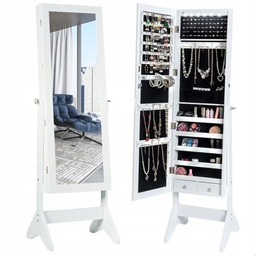 SZAFKA NA BIŻUTERIĘ TOALETKA Z DIODAMI LED 5 półek, 2 szuflady, wysoka