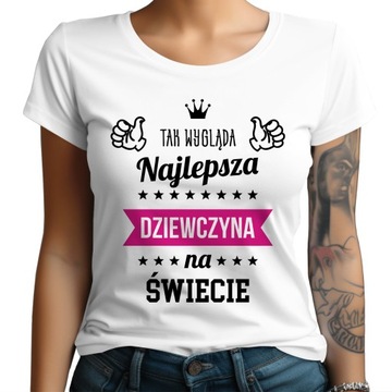 PREZENT NA WALENTYNKI DLA DZIEWCZYNY KOSZULKA DAMSKA NA DZIEŃ KOBIET | L