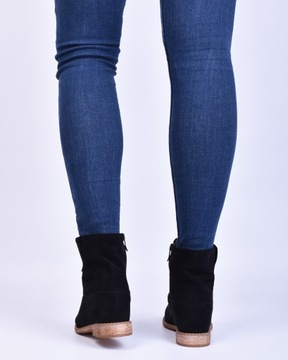 ЗАМШЕВЫЕ БОТИНКИ ЖЕНСКИЕ НА СКРЫТОЙ ТЕЛЕЖКЕ, ЧЕРНЫЕ