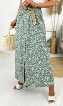 ДЛИННАЯ ЮБКА ИЗ ХЛОПКА, НА УРОВНЕ лодыжки, С ЦВЕТАМИ, ЛЕТНИЙ РЕМЕНЬ В БОХО