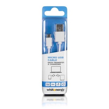 Kabel do przesyłu danych, Micro USB, 200cm, biały