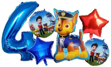 6 BALONÓW BALON FOLIOWY cyfra 4 CZTERY CZWARTE URODZINY CHASE PSI PATROL