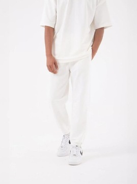 SPODNIE DRESOWE JOGGER MĘSKIE Wygodne Białe Machinist Regular Basic XL