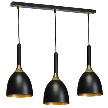 LAMPA SUFITOWA WISZĄCA NAD STÓŁ ŻYRANDOL LED E27 CZARNA/ZŁOTA NOWOCZESNA