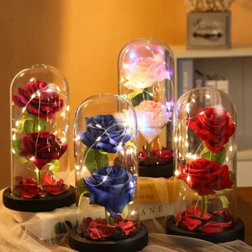 Роза в стекле с подсветкой Волшебный вечный цветок в подарок для нее