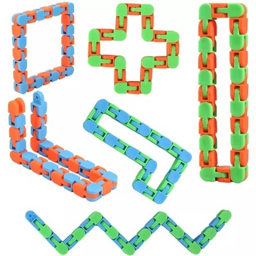 ВОЛШЕБНАЯ ЗМЕЯ-ПАЗЗЛ-ЦЕПОЧНЫЕ БЛОКИ ЛОГИЧЕСКАЯ ИГРУШКА-ЗМЕЯ ДЛЯ ДЕТЕЙ