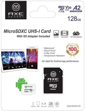 Karta AXE microSDXC 128GB A2 V30 U3 + Adapter SD