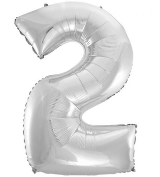 BALON CYFERKA 2 cyfra srebrny srebrna duża 92cm