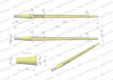 Универсальная прямая стойка для погрузчика L - 710 мм Tur WARYŃSKI