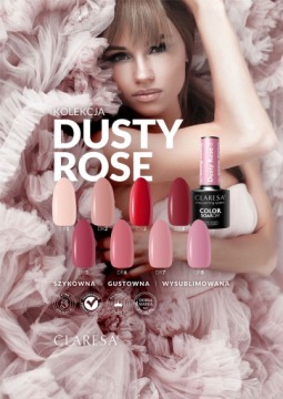 CLARESA ГИБРИДНЫЙ ЛАК ДЛЯ НОГТЕЙ ПЫЛЬНАЯ РОЗА 8 РОЗОВЫЙ ПОРОШОК