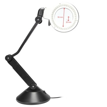 Лампа с лупой YH 728 LED 90мм 3D-10D ломаная рамка