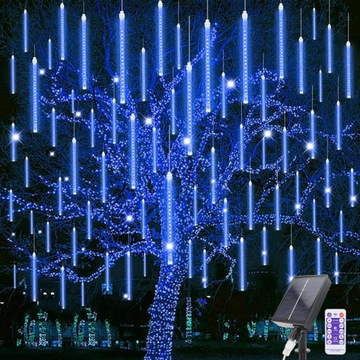 Solarne lampki deszczowe z deszczem meteorów, 30 cm, 10 rurek, 240 diod LED