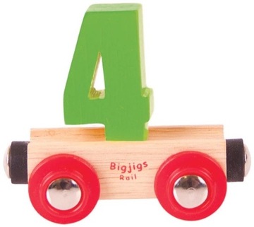 wagonik cyfra 4 urodziny kolejka drewniana Bigjigs