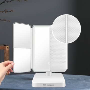 PODŚWIETLANE LUSTRO DO MAKIJAŻU ROZKŁADANE 2X 3X POWIĘKSZENIE STOJĄCE