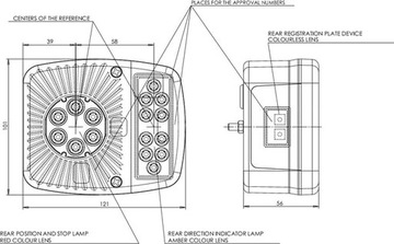 Lampa tylna zespolona LED, kwadratowa, 12/24V Kramp LA40021