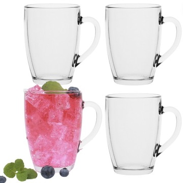 Szklanki do kawy i herbaty Trend Glass 350 ml 4 szt z uchwytem szklane